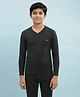 DOLLAR Fleece Knit Full Sleeves Brand Name Printed Thermal Vest - Black