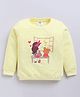 Nottie Planet Cotton Looper Knit Full Sleeves Girl & Teddy Printed Light Winter Sweatshirt - Lemon