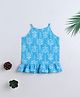 The Magic Wand Cotton Woven Incut Floral Printed Top - Blue