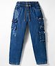 Olio Kids Woven Full Length Denim Jeans With Text Print - Navy Blue