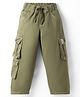Olio Kids Cotton Woven Full Length Solid Color Trouser - Olive Green