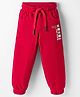 Olio Kids Knitted Full Length Lounge Pant With Text Print - Red