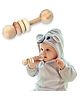 BitFeex Wooden Neem Rattle Toys  Natural Wooden Baby Rattle for Newborns & Infants | Montessori Sensory Teether & Grasp Toy Safe & Eco-Friendly Handmade Rattle - Beige
