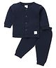 Ollypop Cotton Knit Full Sleeves Solid Colour Thermal Inner Wear Set - Navy Blue