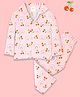Fancy Fluff Cotton Woven Full Sleeves Cherry Printed Coordinating Night Suit Set - Cherry Pink