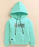 giniekids Cotton Blend Knit Full Sleeves Beads Embellished Boon Text Printed Light Winter Hooded Sweatshirt  - Sea Green