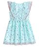 Funshine Woven Sleeveless Frill Detailed Stars Foil Printed  Dress - Green