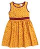 Funshine Rayon Woven Sleeveless Floral Printed Dress - Mustard