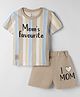 Mini Donuts Sinker Knit Half Sleeves Striped T-Shirt and Shorts Set with Mom's Favourite Print - Tan