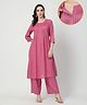 Zelena 100% Rayon Woven Three Fourth Sleeves Solid Zipless Maternity Kurta With Front Open Nursing Access & Pant Set - Magenta