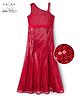 Arias Woven Sleeveless Party Dress with Sequin Detailing - Red