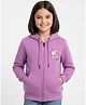 KUCHIPOO Fleece Knit Full Sleeves Unicorn Printed Light Winter Hooded Jacket - Purple