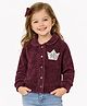 Sportking Knit Full Sleeves Sequinned Crown Embroidered Light Winter Jacket - Wine