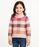 Sportking Knit Full Sleeves Checked Light Winter Sweater - Peach