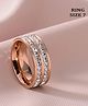TEULRIP Anti Tarnish Stainless Steel Cubic Double Zirconia Circle Ring 4g- Rose Gold