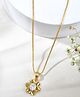JEWELS NEST Elegant Gold-Plated Floral Pendant with Sparkling Stone- 30 g