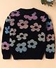 Yellow Apple Knitted Full Sleeves Pullover Sweater With Floral Design - Black