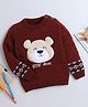 Yellow Apple Knit Full Sleeves Pullover Sweater With Bear Badge - Rust Orange