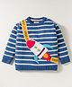 Yellow Apple Knit Full Sleeves Pullover Sweater With Rocket Applique - Blue