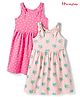 Honeyhap Premium 100% Cotton Knit Polka Dots & Palm Tree Printed Frocks With Bio Finish Pack Of 2 - Pink Salt & Hot pink