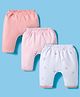 I Bears Interlock Knit Full Length Diaper Leggings With Stripes Pack Of 3 - Pink Coral & White