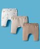 I Bears Interlock Knit Full Length Diaper Leggings With Aeroplane Print Pack Of 3 - White Brown & Tan