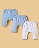 I Bears Interlock Knit Full Length Diaper Leggings With Bird Print  Pack Of 3 - Light Blue Blue & White