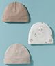 I Bears Interlock Knit Caps with Airplane Print & Stripes Pack Of 3 Brown & White - Diameter 16 cm