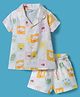 Smarty Girls Cotton Woven Half Sleeves Top & Shorts Co-ord Set With Animal Print - Lemon Yellow