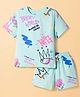 Smarty Girls Sinker Knit Half Sleeves T-Shirt & Shorts Co-ord Set With Text Print - Mint Green