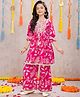 Joy Cotton Cotton Woven Three Fourth Sleeves Floral Printed Kurti & Palazzo Set - Pink