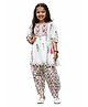 Joy Cotton Cotton Woven Three Fourth Sleeves Floral Printed Kurti & Salwar Set - White
