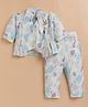 KIDZELLO Cotton Knit Half Sleeves Abstract Printed Jacket & Pant With Top Set - Butter