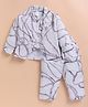 KIDZELLO Cotton Knit Full Sleeves Abstract Printed Jacket & Pant With Top Set - Lavender