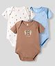 I Bears Interlock Knit Half Sleeves Onesies With Ice Cream Print Pack of 3 - Brown Blue & White