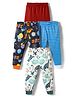 Kidi Wav Pack Of 4 Striped Dinosaur & Space Theme Printed Pajamas - Multi Colour