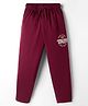 Taeko Single Jersey Knit Full Length Lounge Pant With Text Print - Maroon