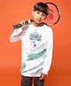 Technosport Knit Full Sleeves Tennis Theme Printed Tee - White