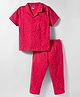 Teddy Sinker Knit Half Sleeves Co-ords Night Suit With Rocket Print - Red