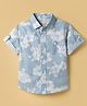 JASH KIDS Cotton Woven Half Sleeves Shirt With Floral Print - Light Blue