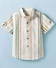 JASH KIDS Cotton Woven Half Sleeves Striped Shirt - Light Green