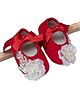 Daizy Floral Applique Detailed & Stones Embellished Booties - Red