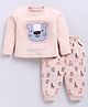 MOONKIDS Cotton Knit Full Sleeves Koala Printed Tee & Pants Set - Peach