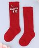 KIDLINGSS Pearl Embellished Bow Applique Detailed Socks - Red