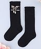 KIDLINGSS Pearl Embellished Bow Applique Detailed Socks - Black
