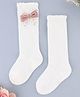 KIDLINGSS Pearl Embellished Bow Applique Detailed Socks - White
