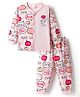Mini Donuts Sinker Knit Full Sleeves T-Shirt & Pajama Night Suit with Comment Print - Light Pink