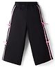 Honeyhap Premium 100% Cotton Looper Knit With Bio Finish Full Length Solid Lounge Pant With Bow Applique - Black Beauty