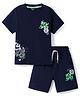 Smarty Boys Sinker Knit Half Sleeves T-Shirt & Shorts Set With New York Print - Navy Blue
