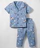 Smarty Boys Sinker Knit Half Sleeves Co-ords Night Suit With Space Theme Print - Blue